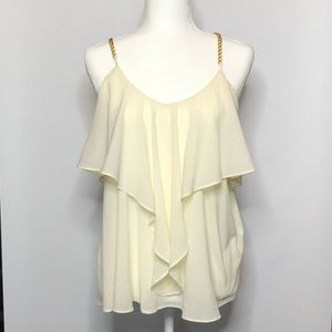 Flowy cream and Gold chain top